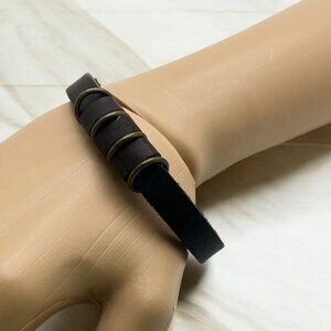 Marz Los Angeles Bracelet Black Leather With Brass Rings and Clasp